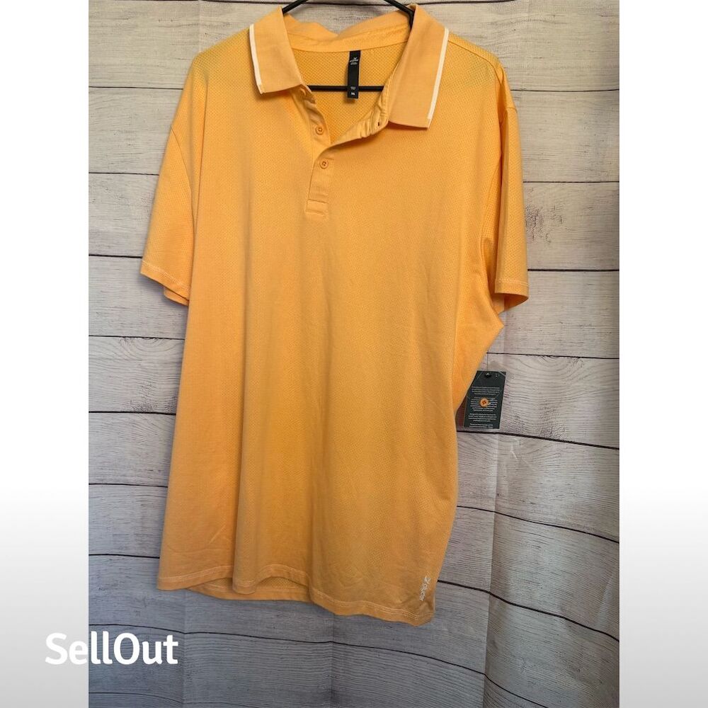 Glyder Men's 2XL Orange Textured Polo Shirt Golf Casual Short Sleeve Light